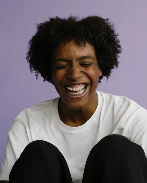 Portrait of a laughing woman.
