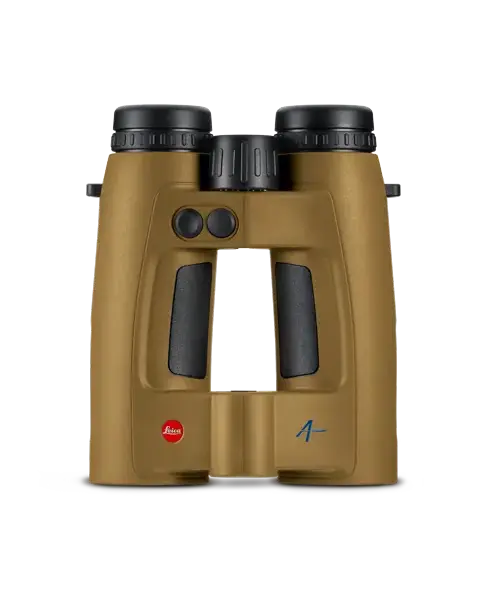 The Leica Geovid Pro 42 AB+ stands on a background