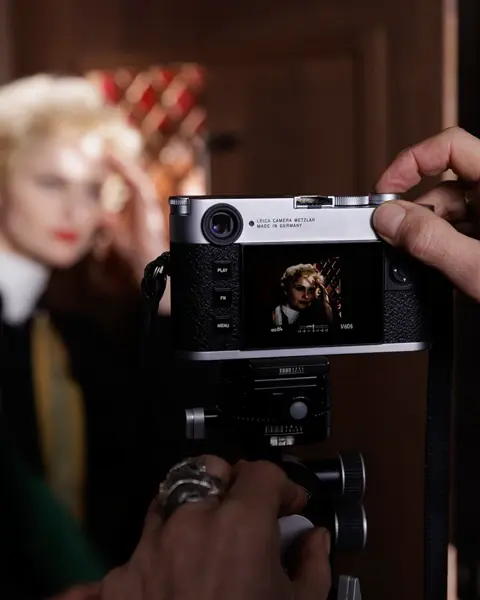 Portrait of a woman on the camera display