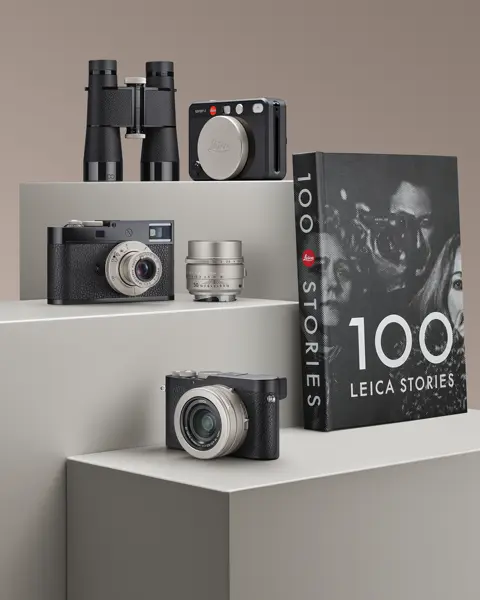 Leica century products on a pedestal