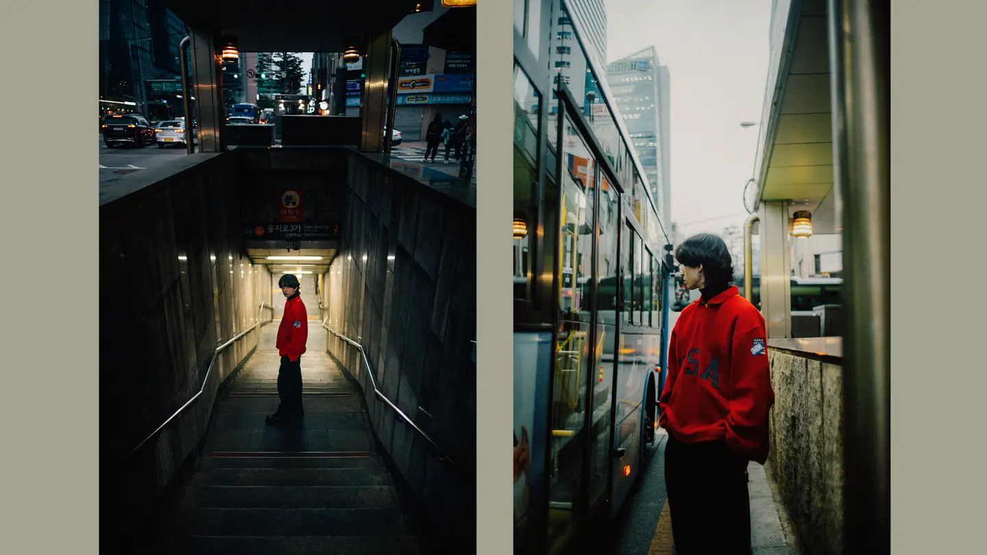 Man with a red jacket