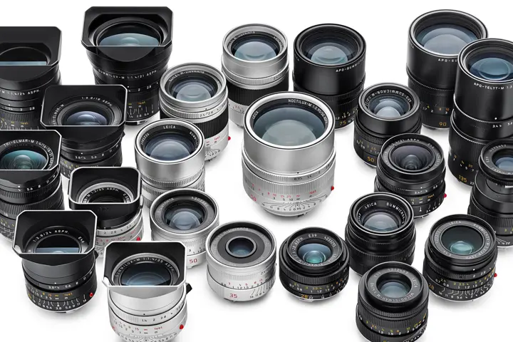 A group of Leica lenses.