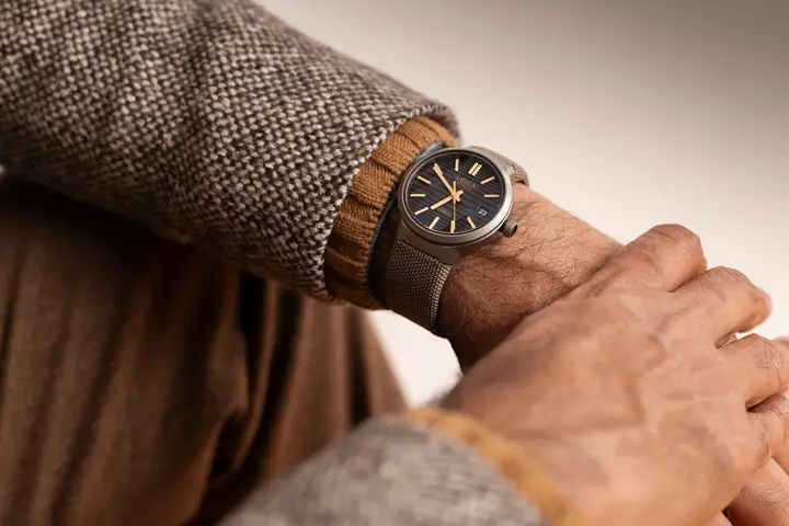 Man with leica watch on his wrist