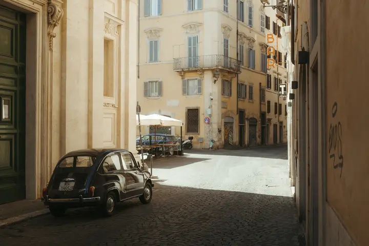 Oldtimer car in Italian streets.