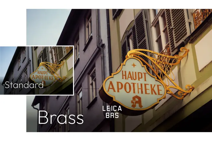 Two pictures of an pharmacy sign with different filters