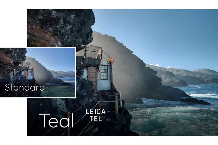 Leica Looks Teal Rocks by the sea