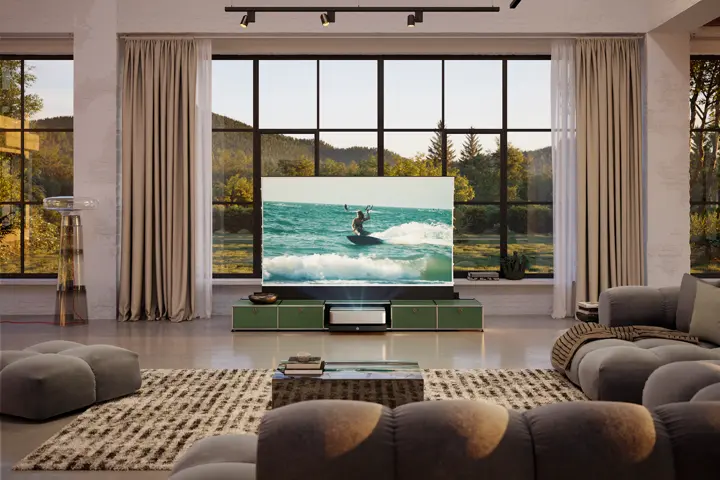 USM green furniture with leica Cine in a modern livingroom