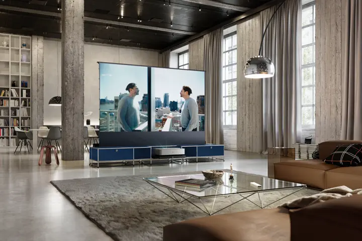 USM blue furniture with leica Cine in a modern livingroom