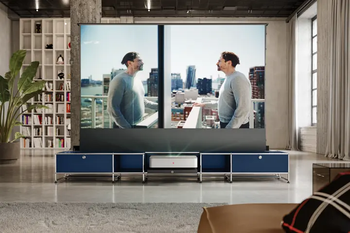 USM blue furniture with leica Cine in a modern livingroom