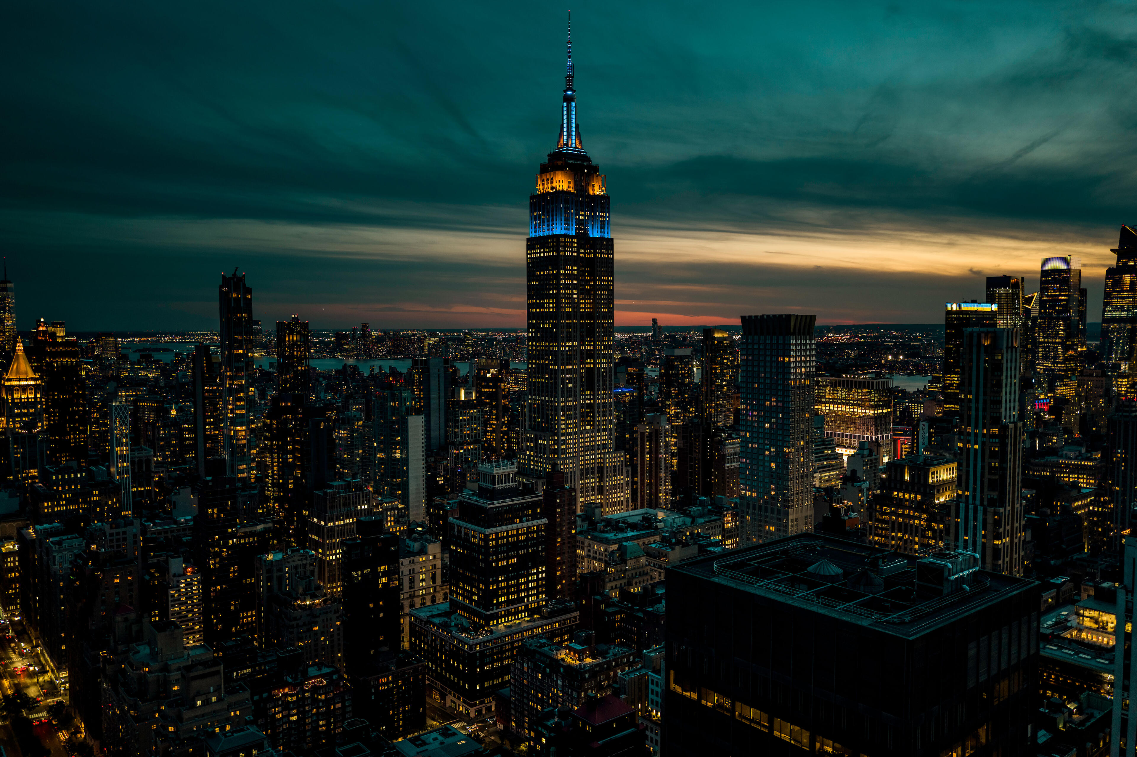 City from above by night