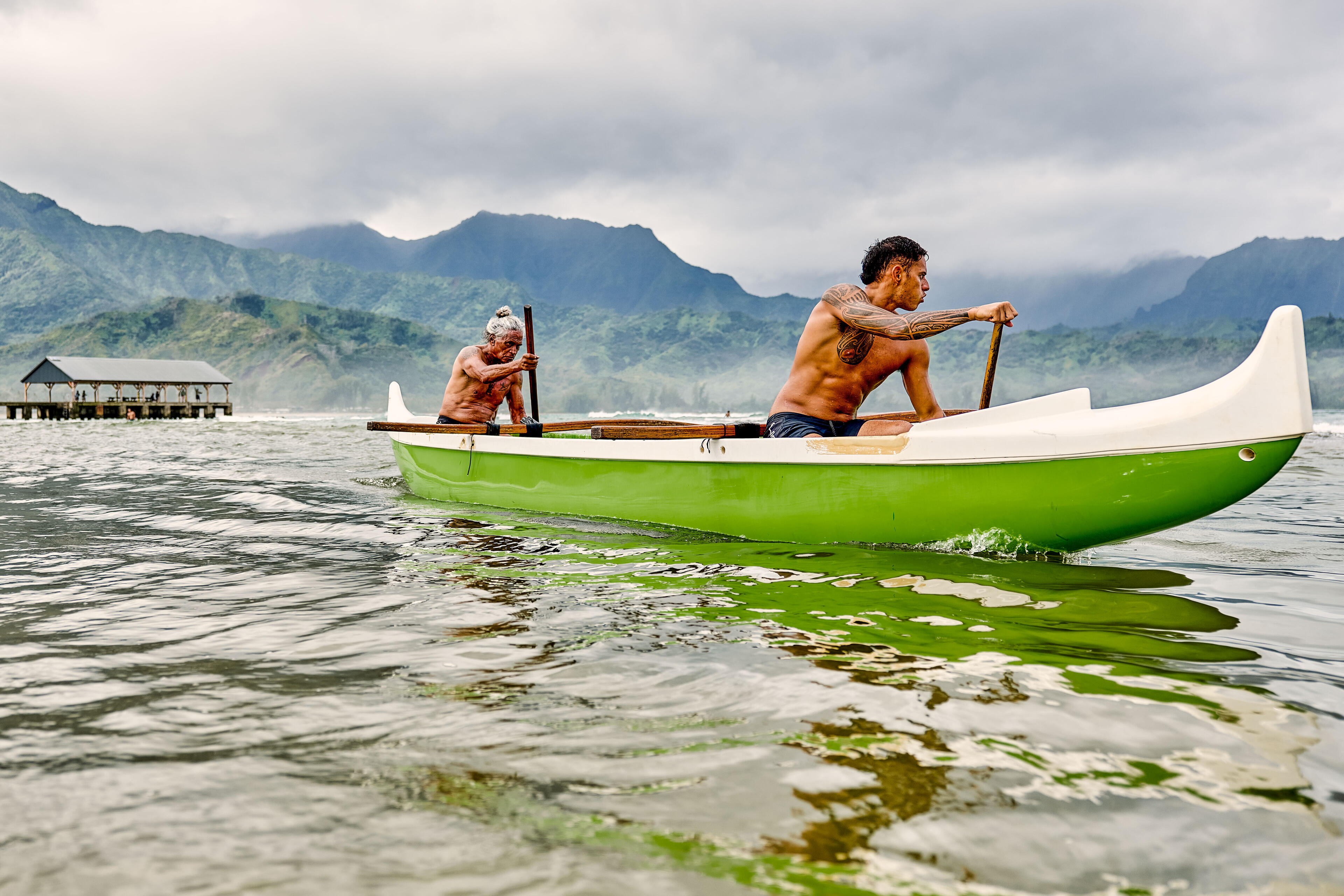 Two people on a boat