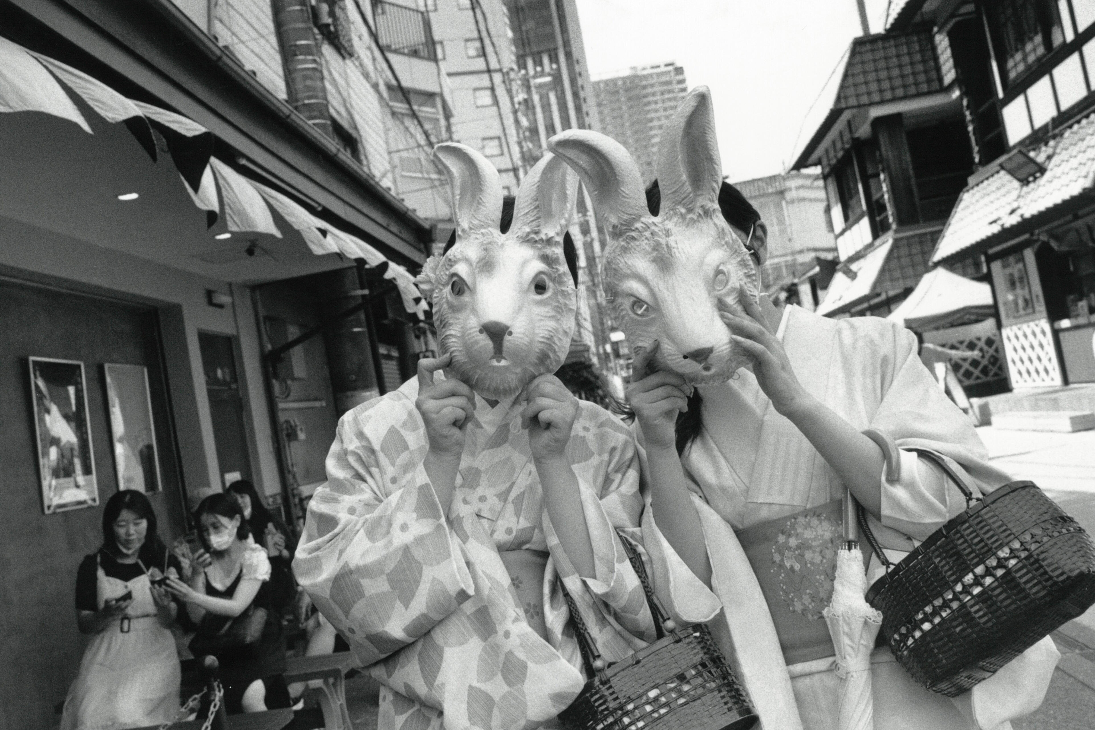 People with bunny masks