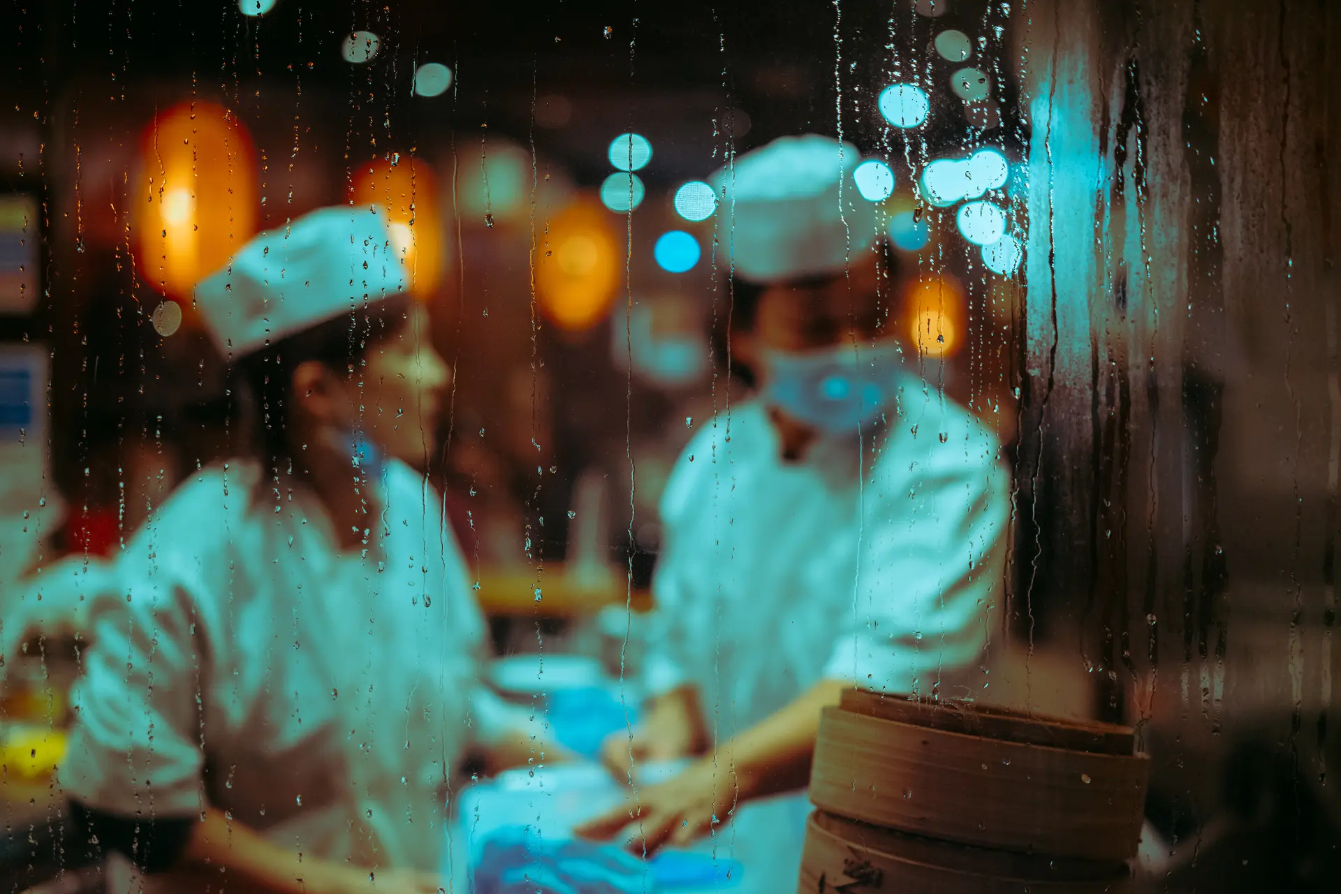 Two chiefs in an Asian restaurant