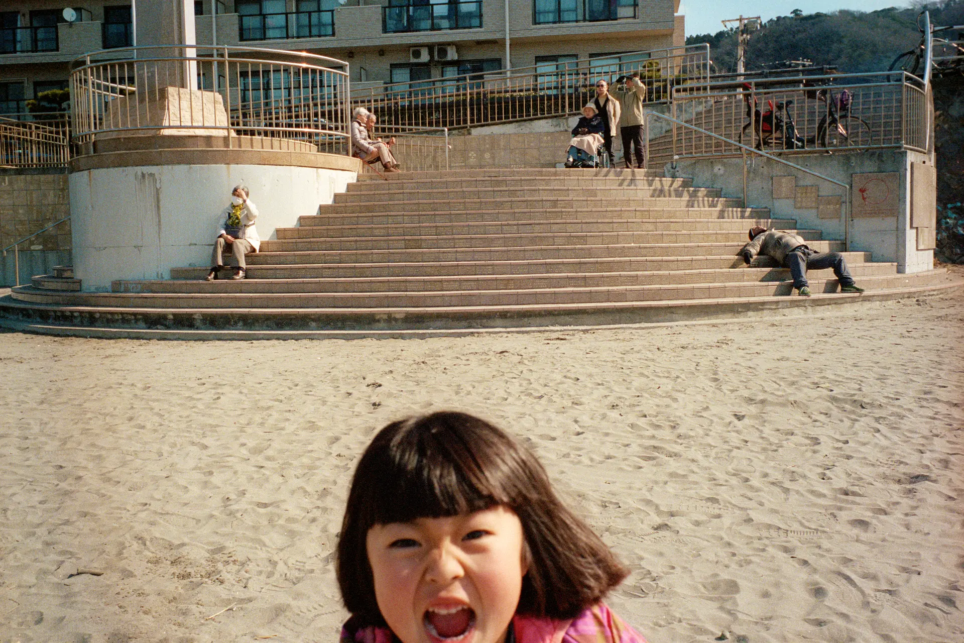 Running and crying girl